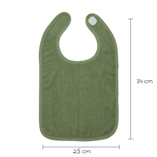 Meyco Klett-Lätzchen 3er Pack Frottee 25 x 34 cm - OffWhite / Soft Green / Forest Green