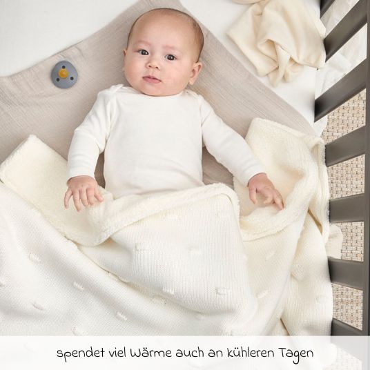 Meyco Kuscheldecke Teddy 75 x 100 cm - Knots - Offwhite