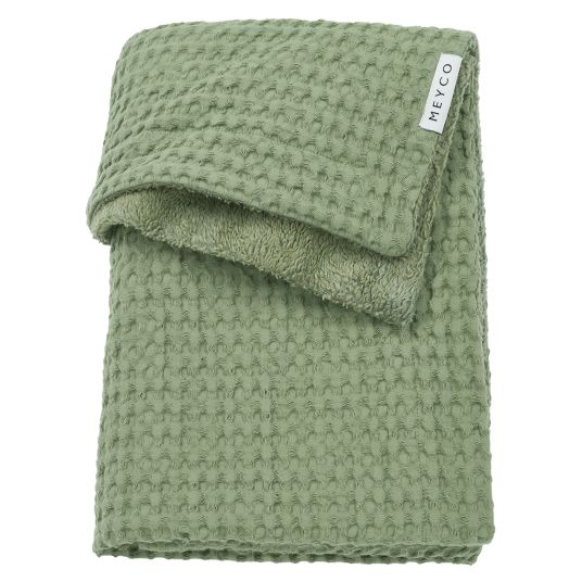 Meyco Teddy cuddly blanket 75 x 100 cm - Waffle - Olive Green