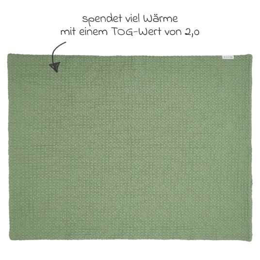 Meyco Kuscheldecke Teddy 75 x 100 cm - Waffle - Olive Green