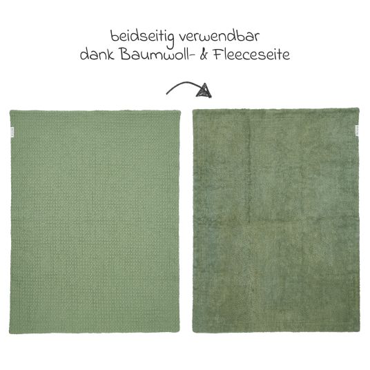 Meyco Kuscheldecke Teddy 75 x 100 cm - Waffle - Olive Green