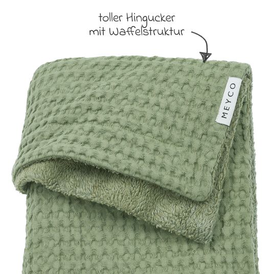 Meyco Coperta Teddy 75 x 100 cm - Waffle - Verde oliva