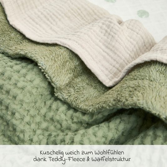 Meyco Coperta Teddy 75 x 100 cm - Waffle - Verde oliva