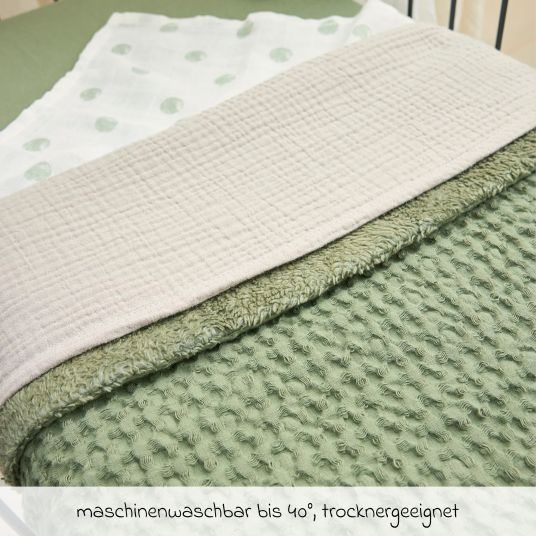 Meyco Coperta Teddy 75 x 100 cm - Waffle - Verde oliva