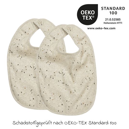 Meyco Lätzchen 2er Pack mit Druckknöpfen 25 x 34 cm - Rib Mini Spot - Sand Melange