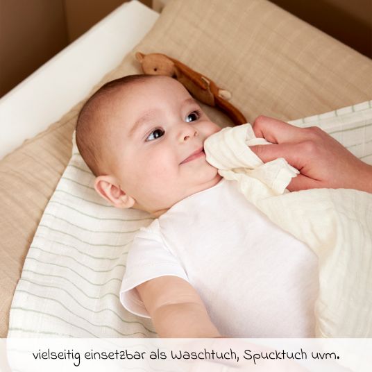 Meyco Muslin cloth / washcloth / burp cloth 3-pack muslin 30 x 30 cm - OffWhite / Soft Pink / Toffee