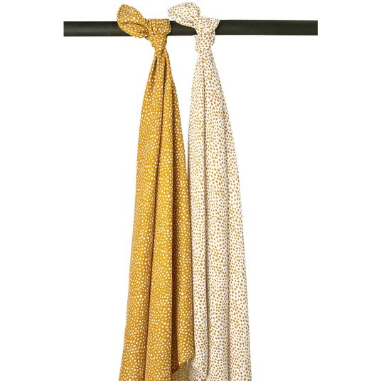 Meyco Gauze diaper / muslin cloth / puck cloth - Swaddle - Pack of 2 - 120 x 120 cm - Cheetah - Honey Gold