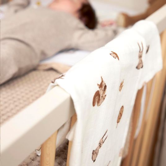 Meyco Muslin diaper / muslin cloth / swaddle 2-pack 120 x 120 cm - Forest Animals - Toffee