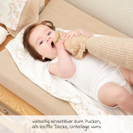 Meyco Mullwindel / Mulltuch / Pucktuch / Swaddle 2er Pack Musselin 120 x 120 cm - Branches - Sand