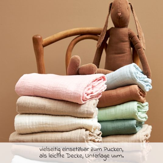 Meyco Mullwindel / Mulltuch / Pucktuch / Swaddle 2er Pack Musselin 120 x 120 cm - Soft Pink / Toffee