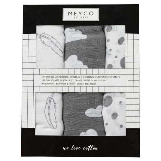 Meyco SwaddleMeyco Pucksack Schwarz-Weiß S/M - Pucktuch Für Babys 0-4 Monate