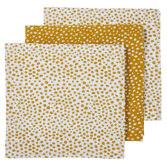 Meyco Swaddle / Garza / Puck Cloth - Fasciatoio - Confezione da 3 - 70 x 70 cm - Ghepardo - Oro miele