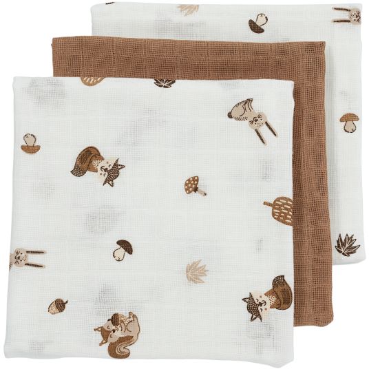 Meyco Muslin diaper / muslin cloth / swaddle 3-pack 70 x 70 cm - Forest Animals - Toffee