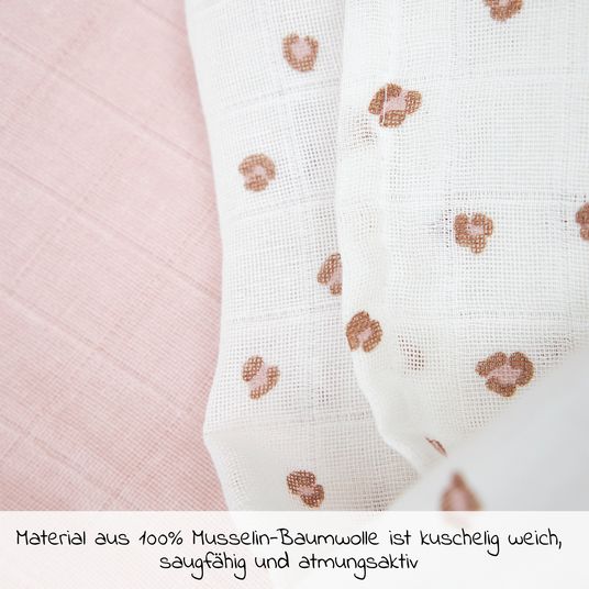Meyco Mullwindel / Mulltuch / Pucktuch / Swaddle 3er Pack 70 x 70 cm - Mini Panther - Soft Pink