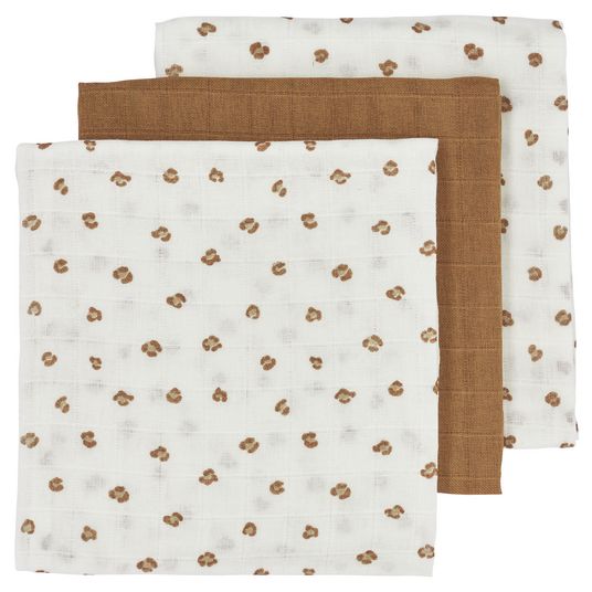 Meyco Mullwindel / Mulltuch / Pucktuch / Swaddle 3er Pack 70 x 70 cm - Mini Panther - Toffee