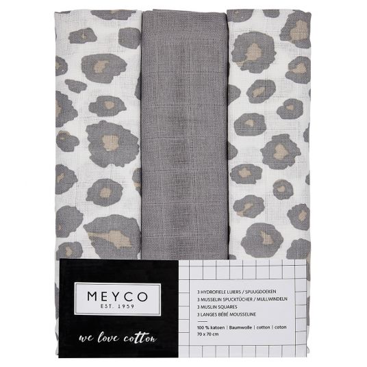 Meyco Gauze diaper / muslin cloth / puck cloth - Swaddle - 3 pack - 70 x 70 cm - Panther
