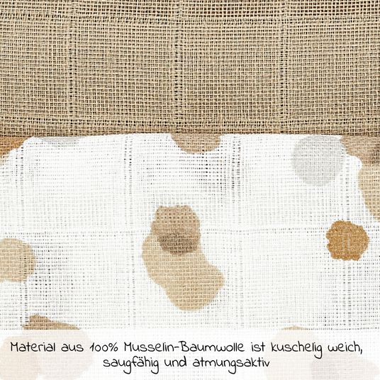 Meyco Mullwindel / Mulltuch / Pucktuch / Swaddle 3er Pack 70 x 70 cm - Stains - Sand
