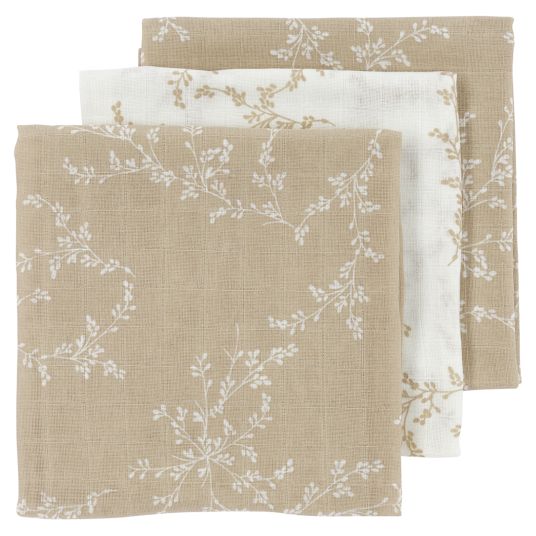 Meyco Muslin diaper / muslin cloth / swaddle 3-pack muslin 70 x 70 cm - Branches - Sand