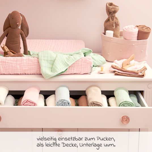 Meyco Mullwindel / Mulltuch / Pucktuch / Swaddle 3er Pack Musselin 70 x 70 cm - OffWhite / Soft Pink / Toffee