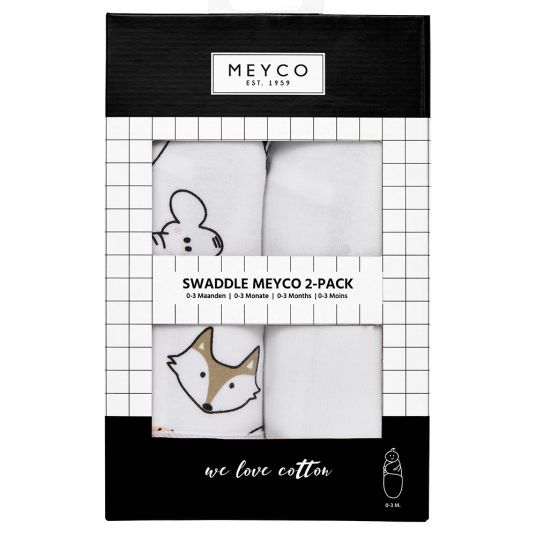 Meyco Pucksack 2er Pack - Animals & Weiß