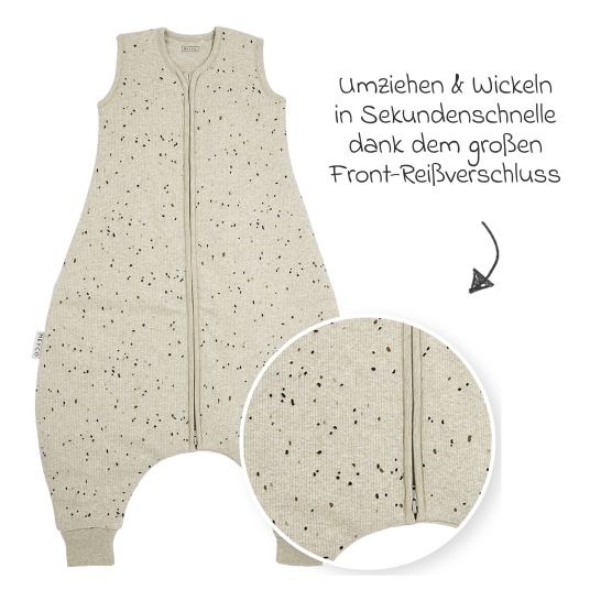Meyco Schlafsack mit Beinen / Schlafoverall - Rib Mini Spot - Sand Melange - Gr. 80 cm
