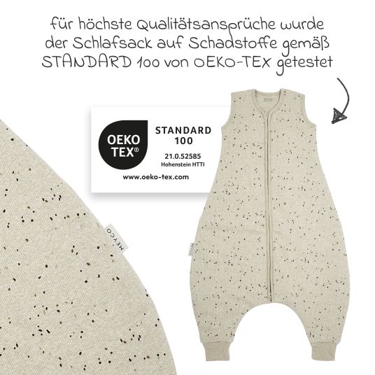 Meyco Schlafsack mit Beinen / Schlafoverall - Rib Mini Spot - Sand Melange - Gr. 80 cm
