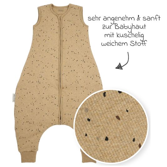 Meyco Schlafsack mit Beinen / Schlafoverall - Rib Mini Spot - Toffee Melange - Gr. 80 cm