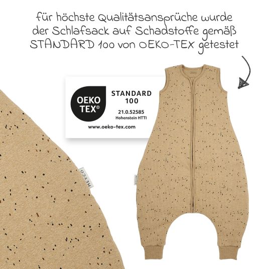 Meyco Sleeping bag with legs / sleeping overall - Rib Mini Spot - Toffee Melange - size 80 cm