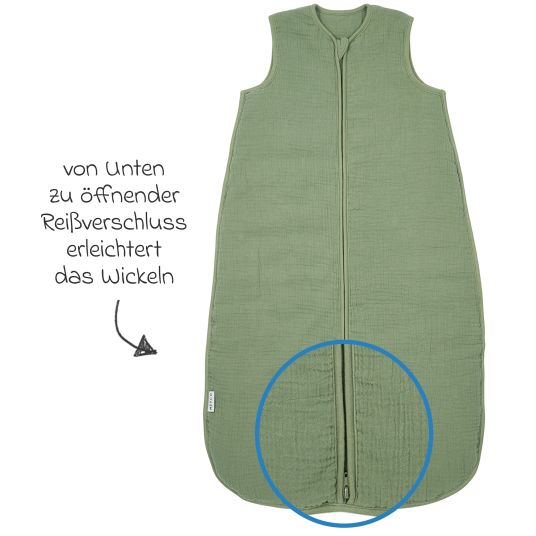 Meyco Schlafsack Musselin wattiert - Olive Green - Gr. 60 cm