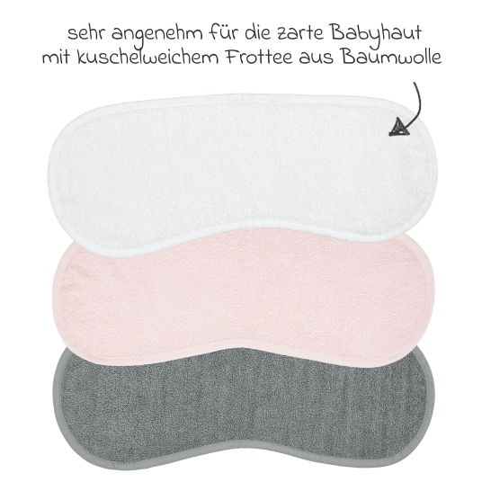 Meyco Burp cloth 3-pack 52 x 20 cm - White, Light Pink & Grey