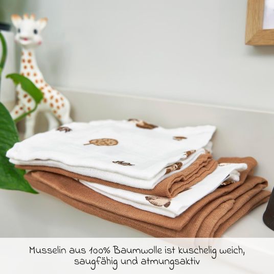 Meyco Wash mitt 3-pack muslin 20 x 17 cm - Forest Animals - Toffee