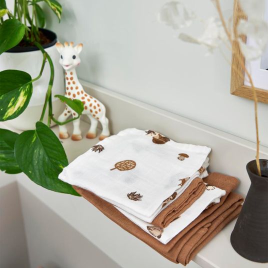 Meyco Wash mitt 3-pack muslin 20 x 17 cm - Forest Animals - Toffee