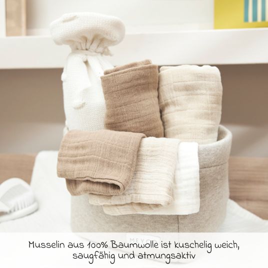 Meyco Waschhandschuh 3er Pack Musselin 20 x 17 cm - OffWhite / Soft Sand / Taupe