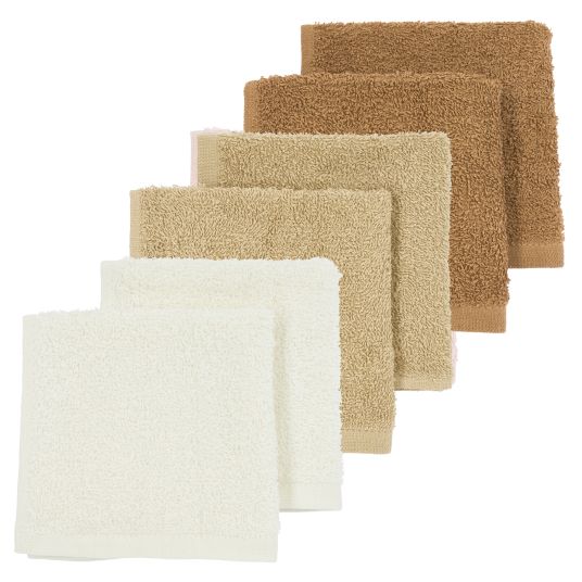 Meyco Waschtuch / Spucktuch 6er Pack Frottee 30 x 30 cm - OffWhite / Sand / Toffee