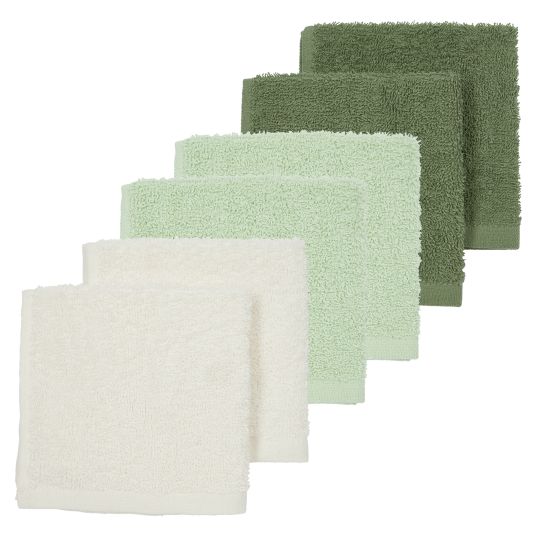 Meyco Waschtuch / Spucktuch 6er Pack Frottee 30 x 30 cm - OffWhite / Soft Green / Forest Green