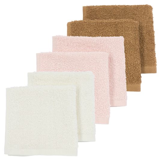 Meyco Waschtuch / Spucktuch 6er Pack Frottee 30 x 30 cm - OffWhite / Soft Pink / Toffee