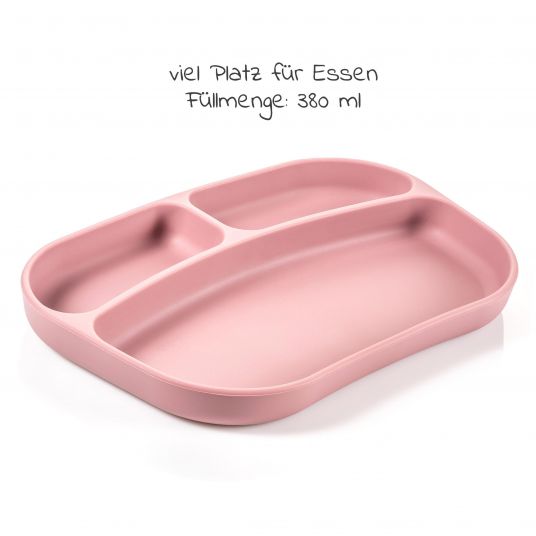MiaMia Silicone eating learning plate - Rose