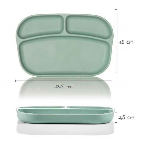MiaMia Silicone eating learning plate - sage green