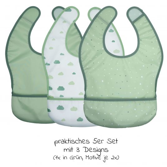 MiaMia Lätzchen 5er Pack mit Klettverschluss - Grün