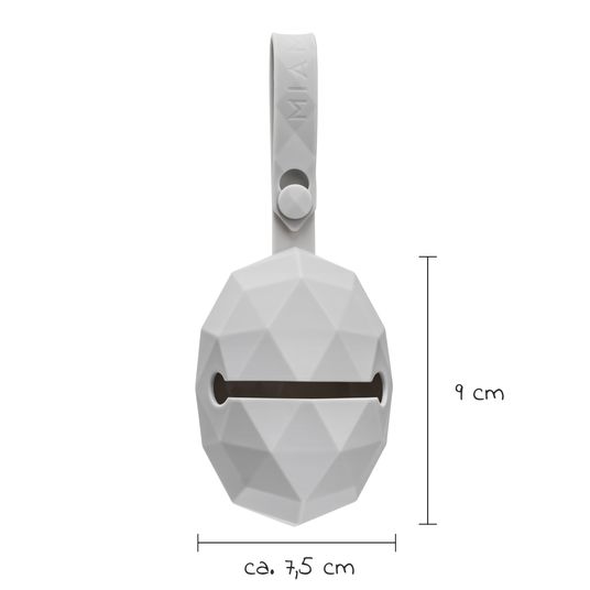 MiaMia Silikon-Schnullerbox / Schnullerhalter 2er Pack - Diamant - Grau Hellgrau