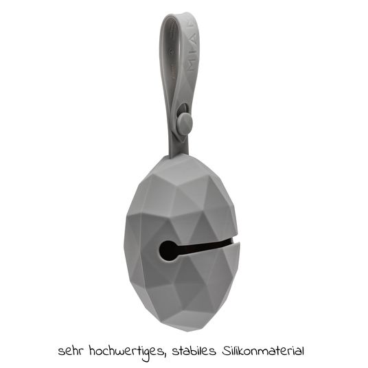 MiaMia Silikon-Schnullerbox / Schnullerhalter - Diamant - Grau
