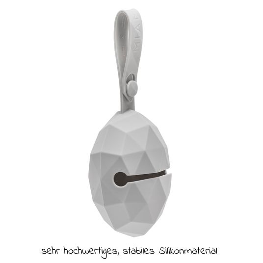 MiaMia Silikon-Schnullerbox / Schnullerhalter - Diamant - Hellgrau