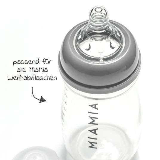 MiaMia Silikon-Trinksauger 2er Pack Gr. S (für Muttermilch, Pre-Milchnahrung und Folgemilch 1, Tee und Wasser)