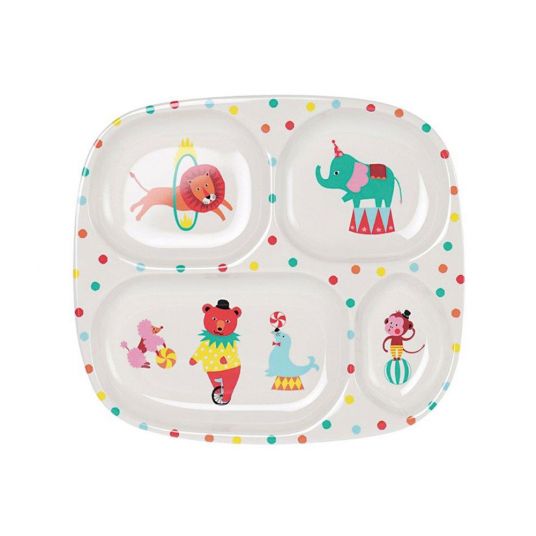 Mila Melamine children's plate with fan - Circus