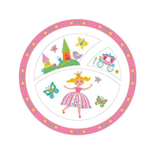Mila Piatto per bambini in melamina con ventaglio - Principessa