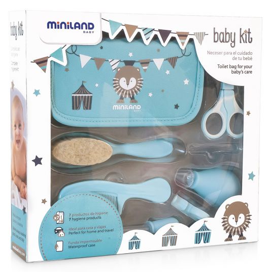 Miniland 11-tlg. Pflege-Set Baby Kit im Etui - Azure