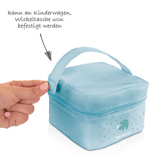 Miniland Set di contenitori da 3 pezzi con borsa isolante - Pack 2 Go Hermifresh 330 ml - Azzurro