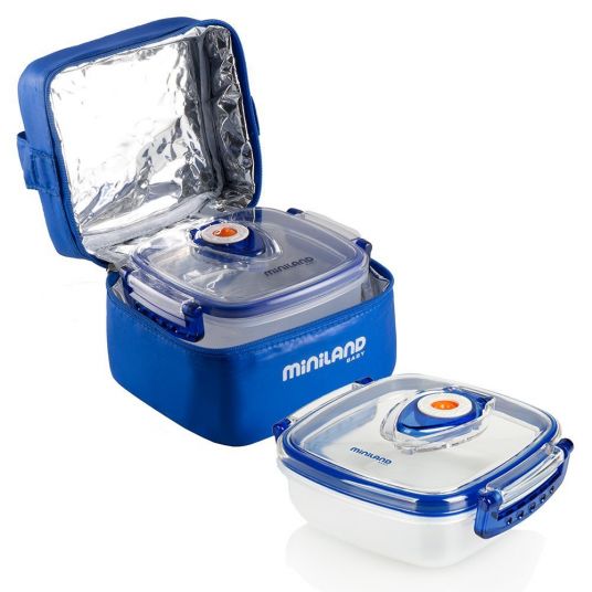 Miniland 3-tlg. Set Nahrungsbehälter & Isoliertasche Pack 2 Go Hermifresh - Blau