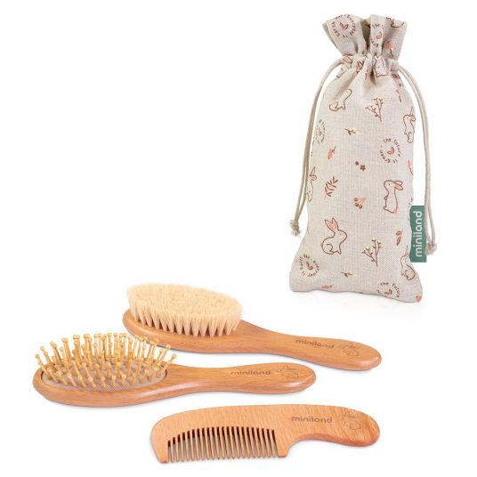 Miniland Set di 4 pezzi per la cura dei capelli Natur Haircare - Coniglietto ecologico