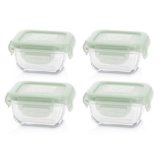 Miniland Aufbewahrungsbehälter Glas 4er Pack Natursquare 160 ml - eco friendly Chip